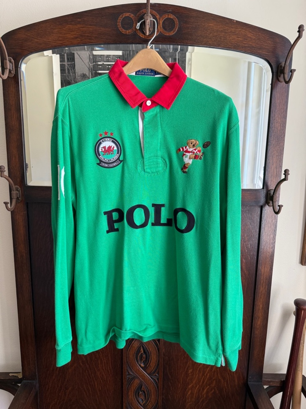 Polo Ralph Lauren Green/Red/Black/ Kicker Bear Sz Large Rugby
